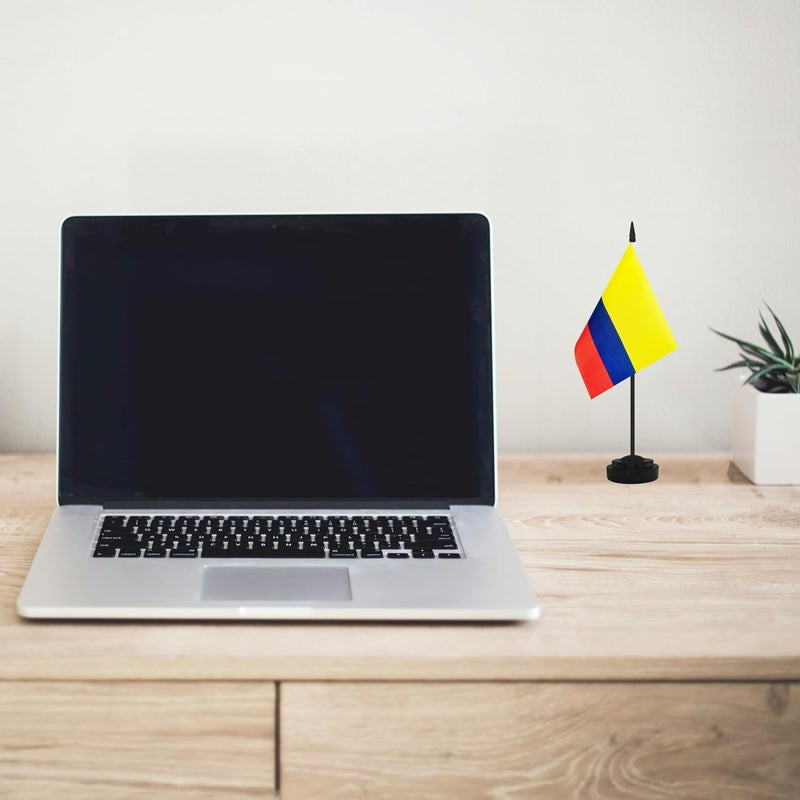 Yamiuo 2 Pack Colombia Desk Flag Set, Colombian Desktop Small Miniature Table Office Flag with 12" Black Pole and Black Base, Offices, Classroom, Home, Festival Decoration (Colombia) - Image 5